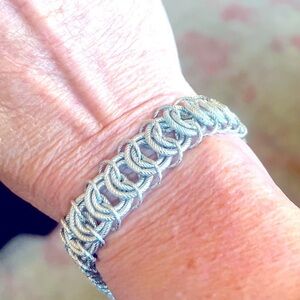 Vintage 1950’s Goldette NY Signed Triple Circles w/Safety Chain Retro Bracelet